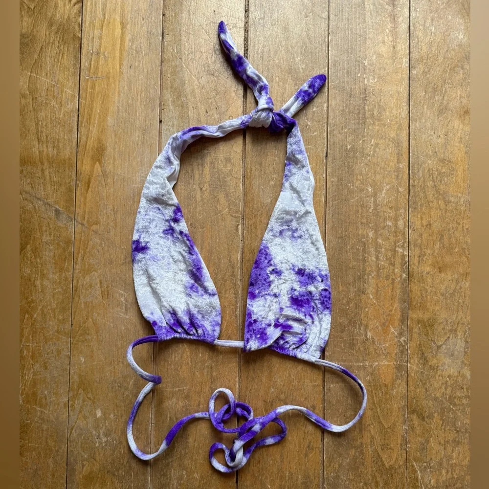 Frankie's Bikinis Purple Tie-Dye Bikini Top Small